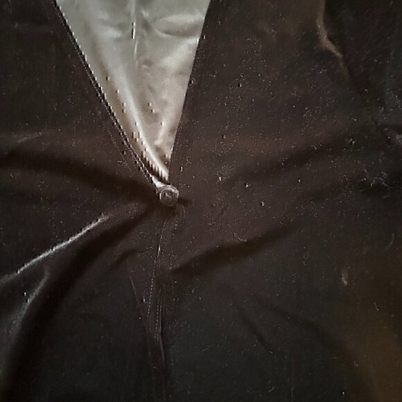 Y2K late 90s Vintage Velvet Black Cardigan Shrug Small - Picture 5 of 7